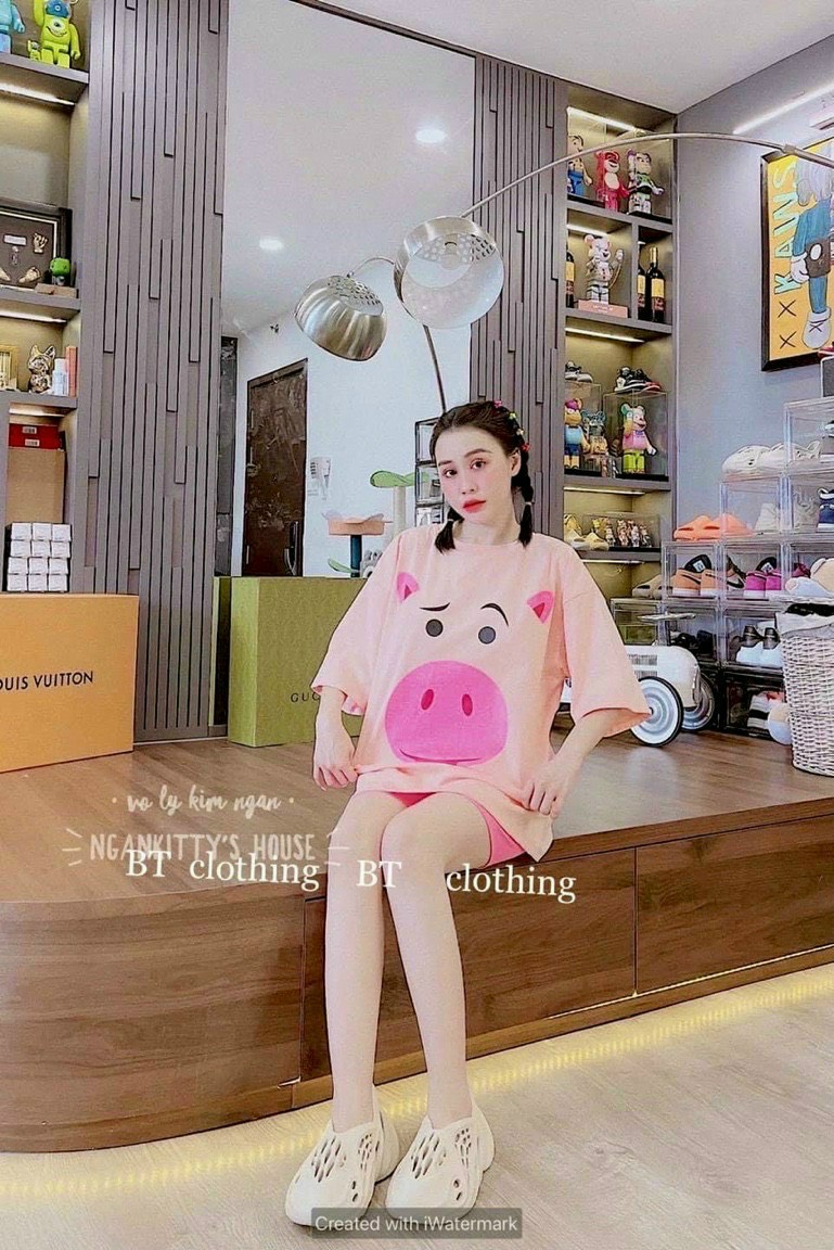 Sét Bộ Đồ Lửng Con Heo Hồng Dễ Thương Dưới 65kg TTVV0026