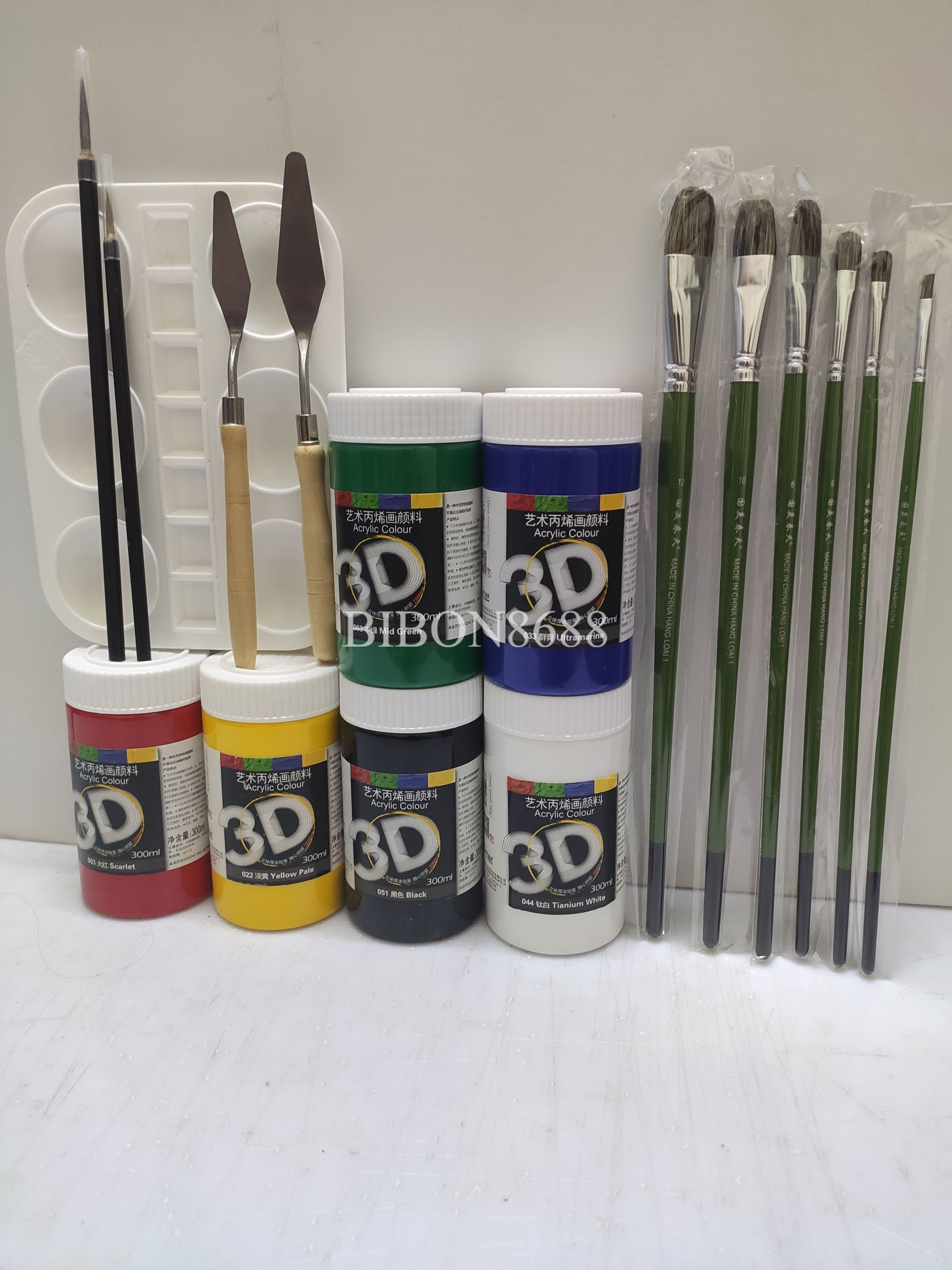 Combo/Bộ dụng cụ và màu vẽ Acrylic 300ml gồm 17 chi tiết