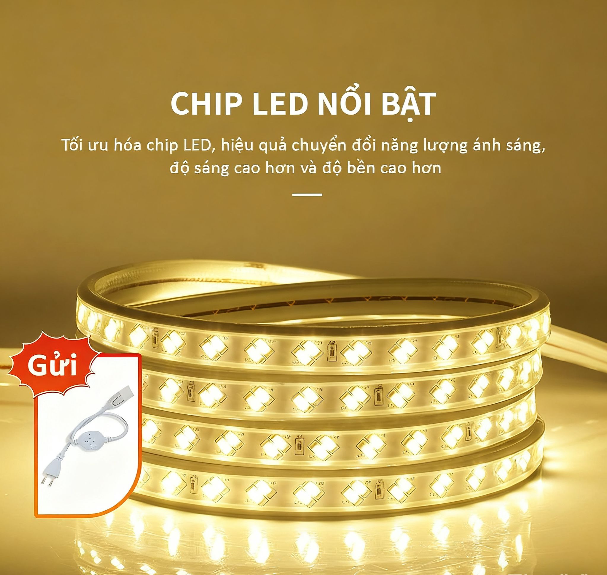  Dây đèn LED mềm có thể sử dụng cho trang trí ngày lễ và các dịp như Giáng sinh với chiều dài 1M-20M - 2 màu đèn trắng và vàng 