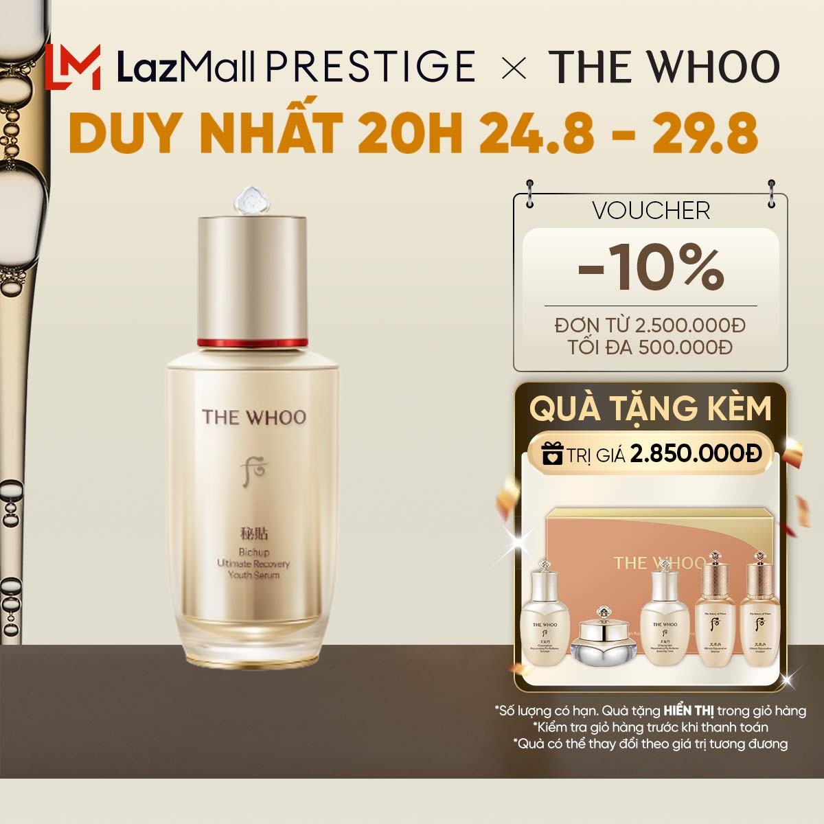 Tinh chất tự sinh chống lão hóa thế hệ thứ 4 THE WHOO Bichup Ultimate Recovery Youth Serum 50ml
