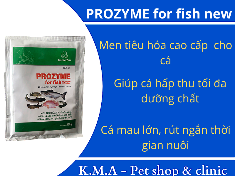 PROZYME FOR FISH NEW GÓI 100G - Bổ sung vitamin, men tiêu hóa giúp cá cảnh, koi, lươn, ếch... khỏe tiêu hóa tốt