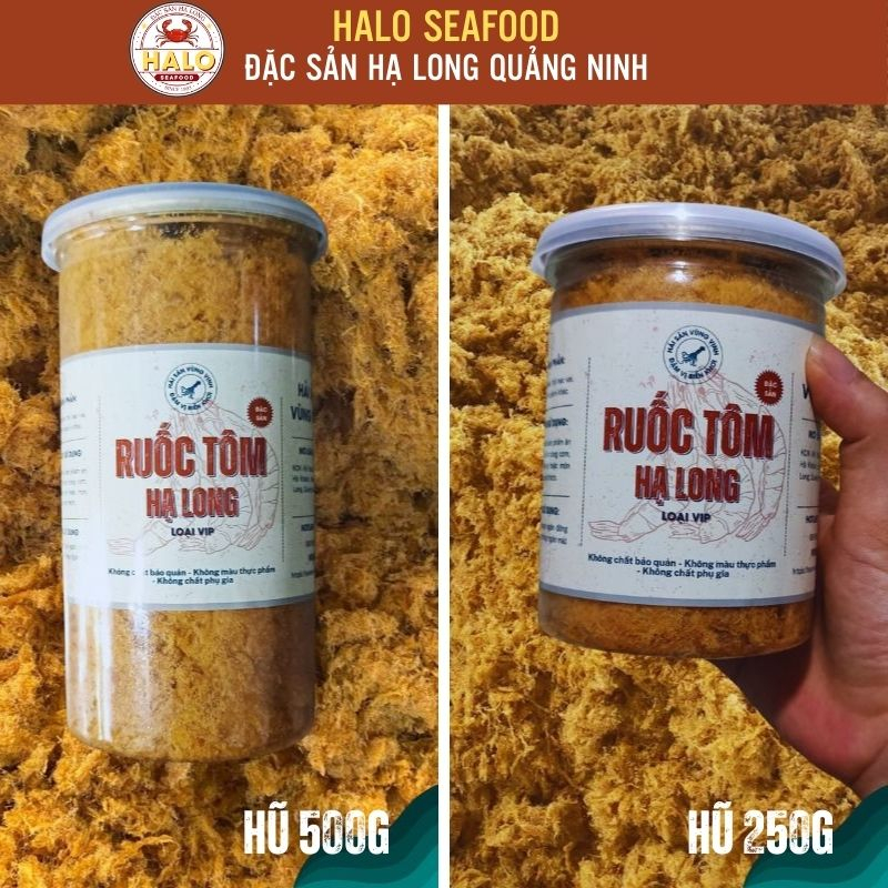 Ruốc tôm thịt Hạ Long, Chà bông tôm Quảng Ninh cho bé ăn dặm 250gam, 500gam - Halo SeaFood