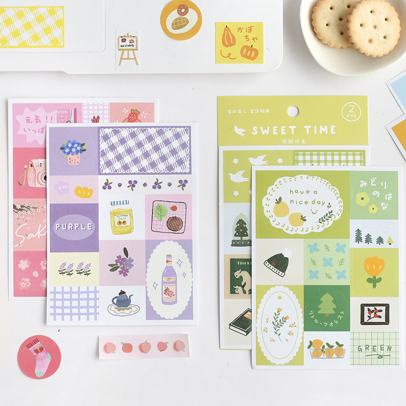 Sticker (hình dán) hàn quốc sweet time trang trí sổ, album, nhật ký, lưu bút, góc học tập