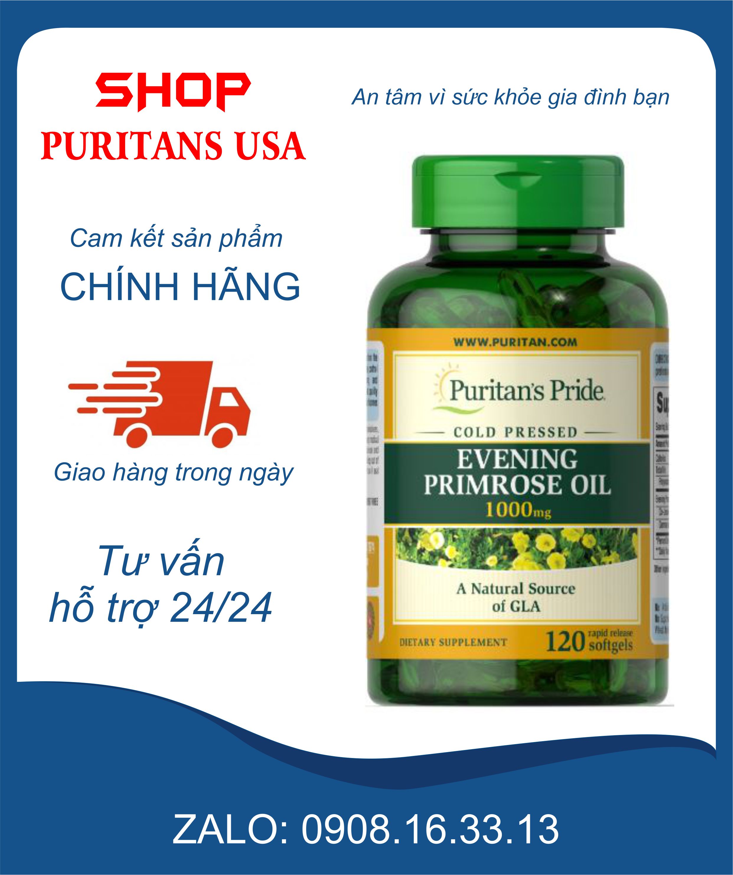 Tinh dầu hoa anh thảo puritans pride evening primrose 1000mg,1300mg -120 viên hạn sử dụng 5-2025