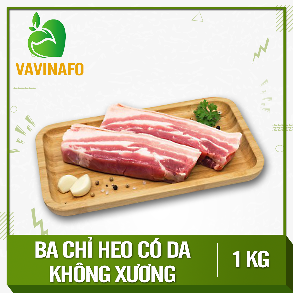 HCM - Ba chỉ heo có da không xương (1 kg) (TỈ LỆ THỊT MỠ LÀ 6/4, NHIỂU MỠ) - Thích hợp với các món chiên, kho, rang, quay,... - [Giao nhanh TPHCM]