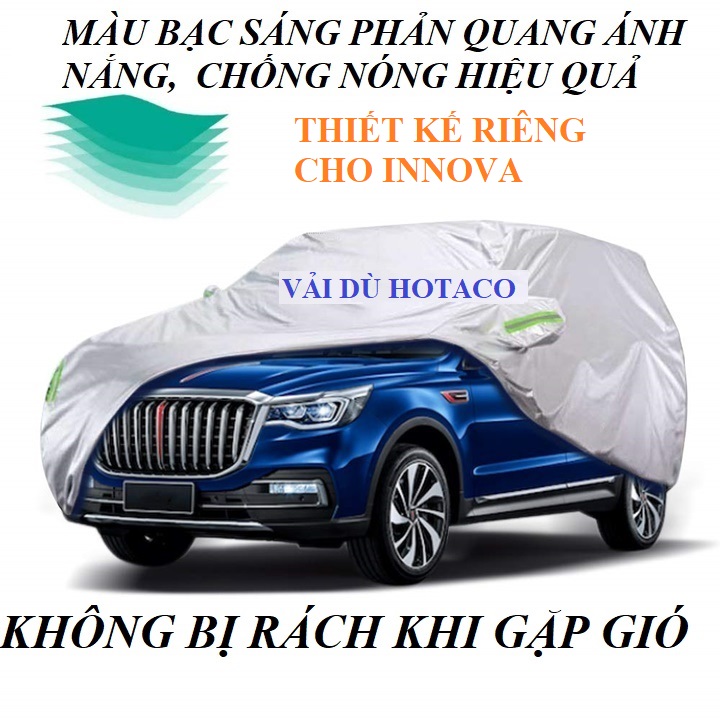 [HCM]BẠT PHỦ Ô TÔ VẢI DÙ XE TOYOTA INNOVA BẠT CHE NẮNG ÁO TRÙM XE KHÔNG BỊ GIÒN RÁCH CHỐNG NÓNG CHỐNG THẤM CHỐNG TIA UV DÙNG RIÊNG CHO XE TOYOTA INNOVA