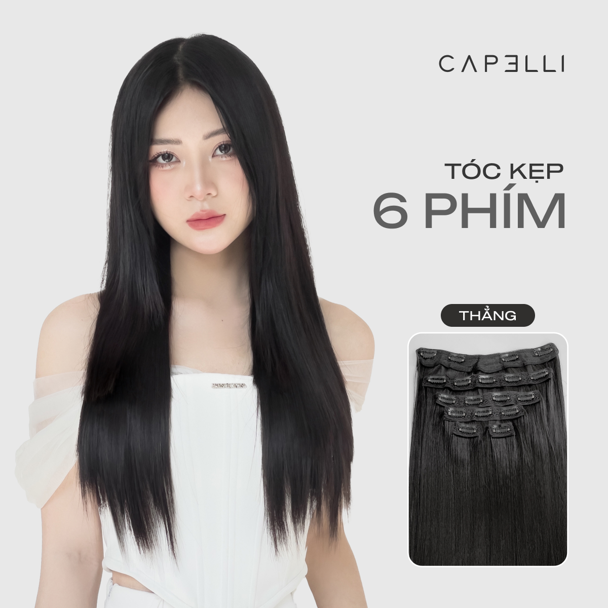 Tóc kẹp 6 phím capelli dáng thẳng 45-55cm