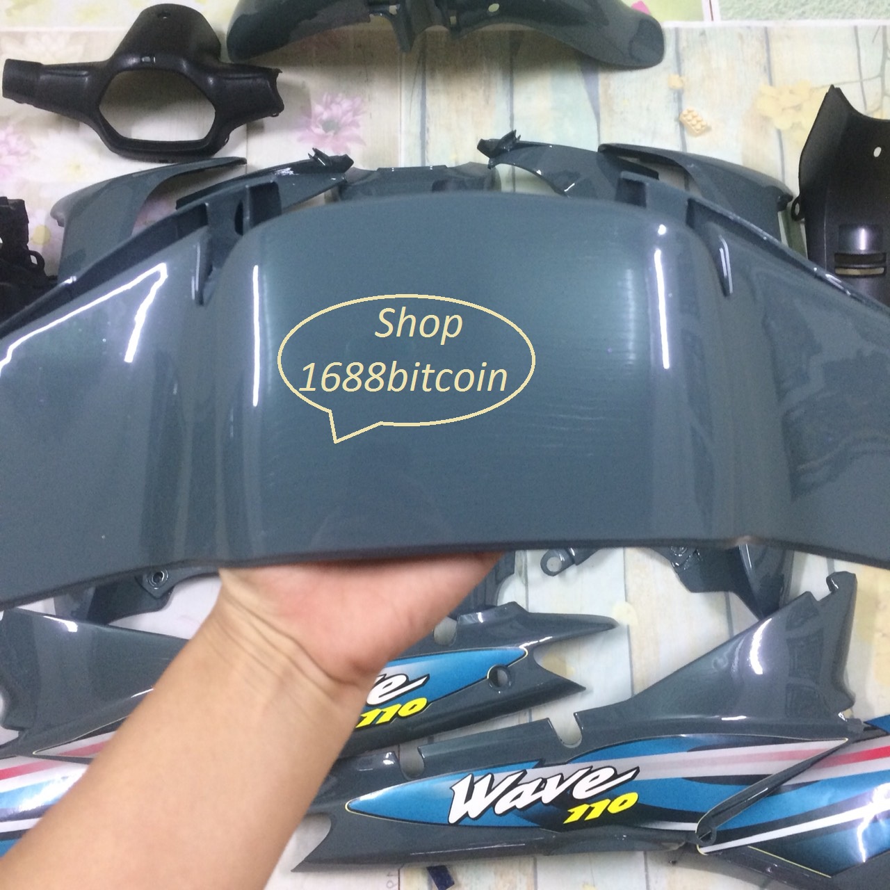 Bộ Dàn áo xe Wave alpha 110 -wave nhỏ  đời 2002 đến 2006 màu Xi Măng ( Tặng Tem + Tặng ốc ),nhựa ABS cao cấp (B177 )