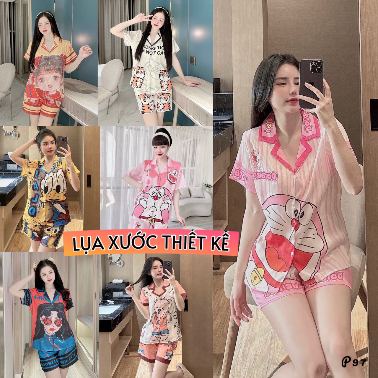 Đồ bộ pijama đùi lụa xước thiết kế hot trend để thương , pijama nữ đùi cao cấp , đồ bộ mặc nhà dể thương , đồ bộ lụa xước giá rẻ tận xưởng đồ bộ p97 , freeship