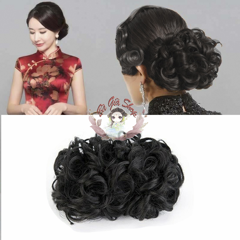 Tóc  giả búi tóc sau xoăn tóc cổ điển