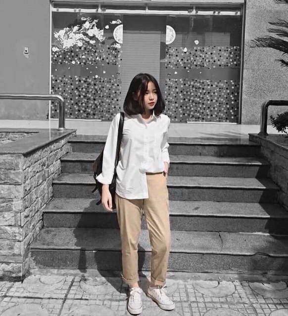 QUẦN BAGGY KAKI NỮ ỐNG SUÔNG LƯNG THUN DÂY RÚT ĐỦ MÀU