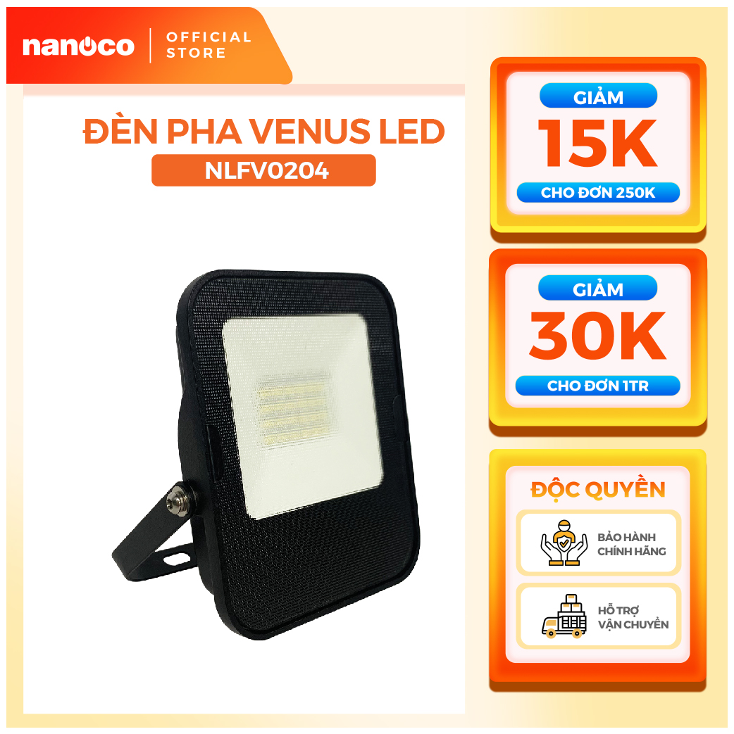 Đèn pha led nanoco chống nước 20w/ 30w/ 50w - ánh sáng trắng, trung tính, vàng
