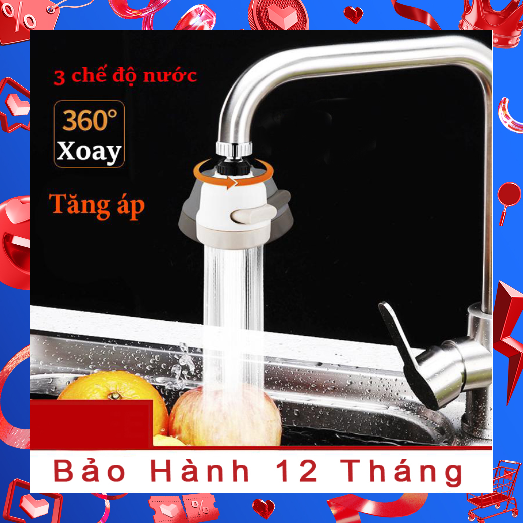 Đầu nối vòi nước bồn rửa chén bát tăng áp điều hướng xoay 360 độ 3 chế độ 881