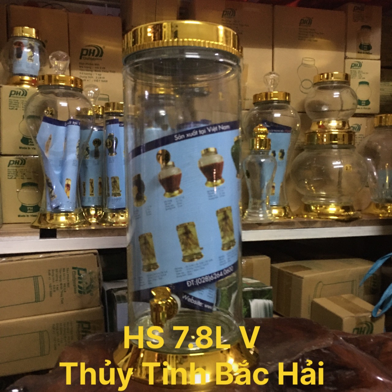Bình thủy tinh và hũ thủy tinh ngâm rượu hs7.8l có van-thủy tinh bắc hải