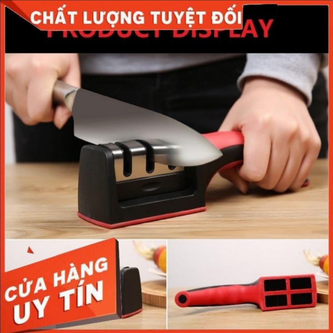 Dụng cụ mài dao INOX đa năng 3 cấp độ. Kích thước: 22x7x6cm. Có tay cầm chắc chắn, tiện lợi
