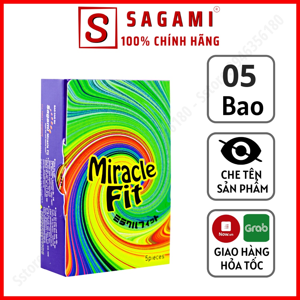 Bao Cao Su Sagami Miracle Size 49mm – BCS Mỏng, Nhiều Gel, Thiết Kế 3D Ôm Khít - Hộp 5 Chiếc