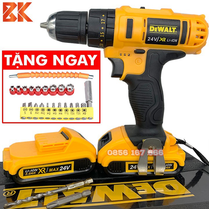 Máy khoan tường bê tông 24v có búa pin 5 cell máy bắt vít máy bắn vít 24v