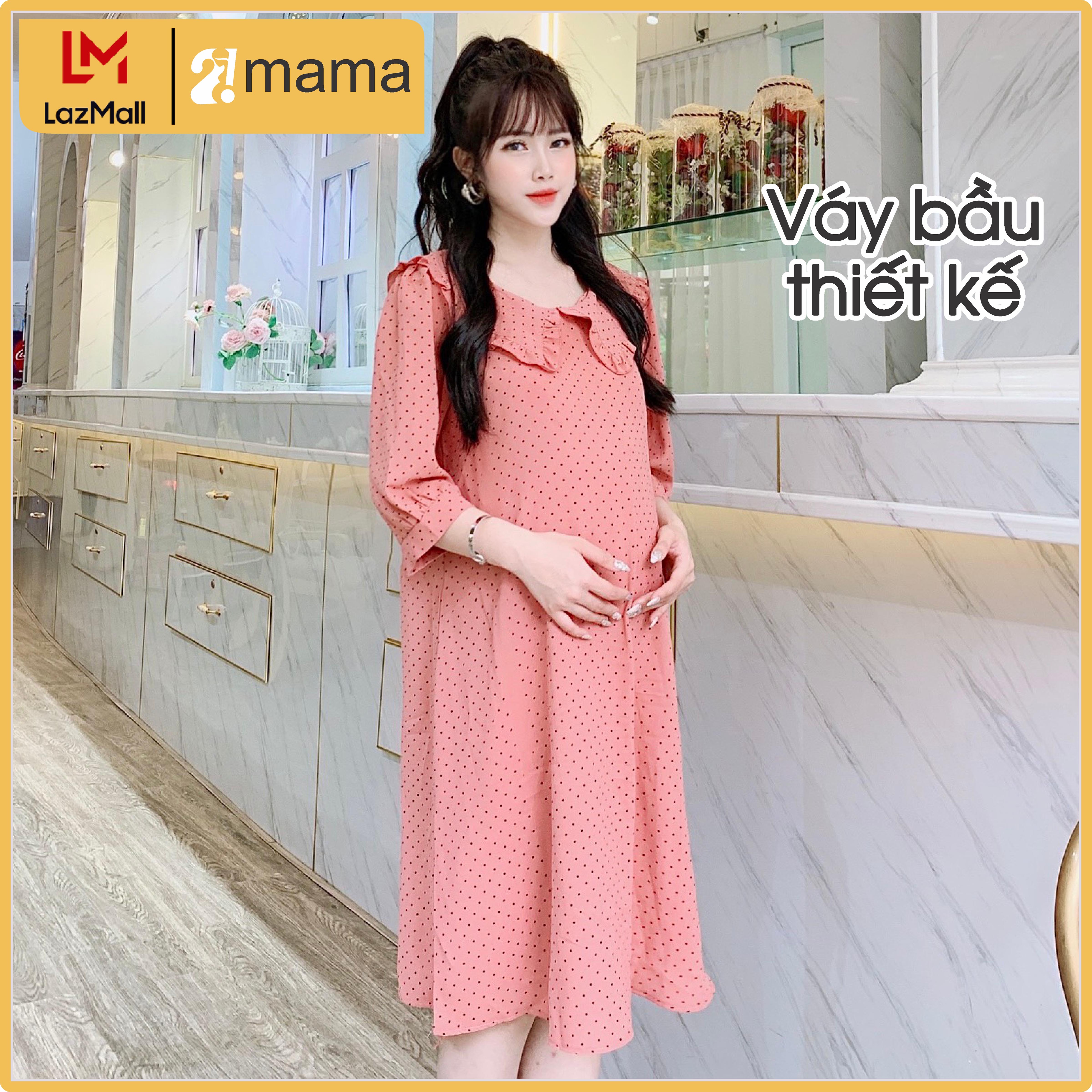 Đầm bầu dự tiệc 2MAMA dáng suông cổ bèo chất trượt Hàn siêu mềm mại V69