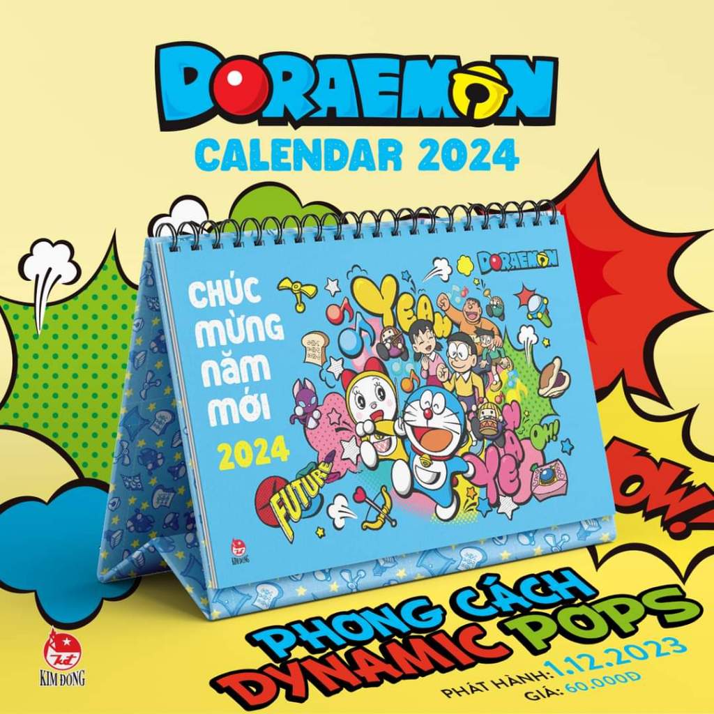 Lịch Để Bàn Doraemon 2024 Tặng Kèm Bảng Sticker NXB Kim Đồng