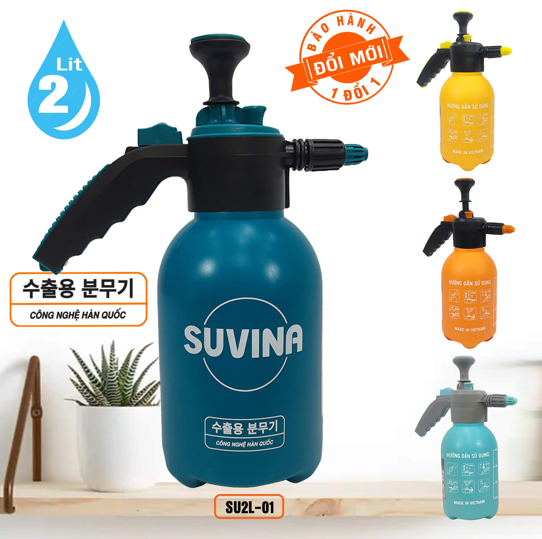 Bình xịt nước tưới cây 2l chính hãng suvina