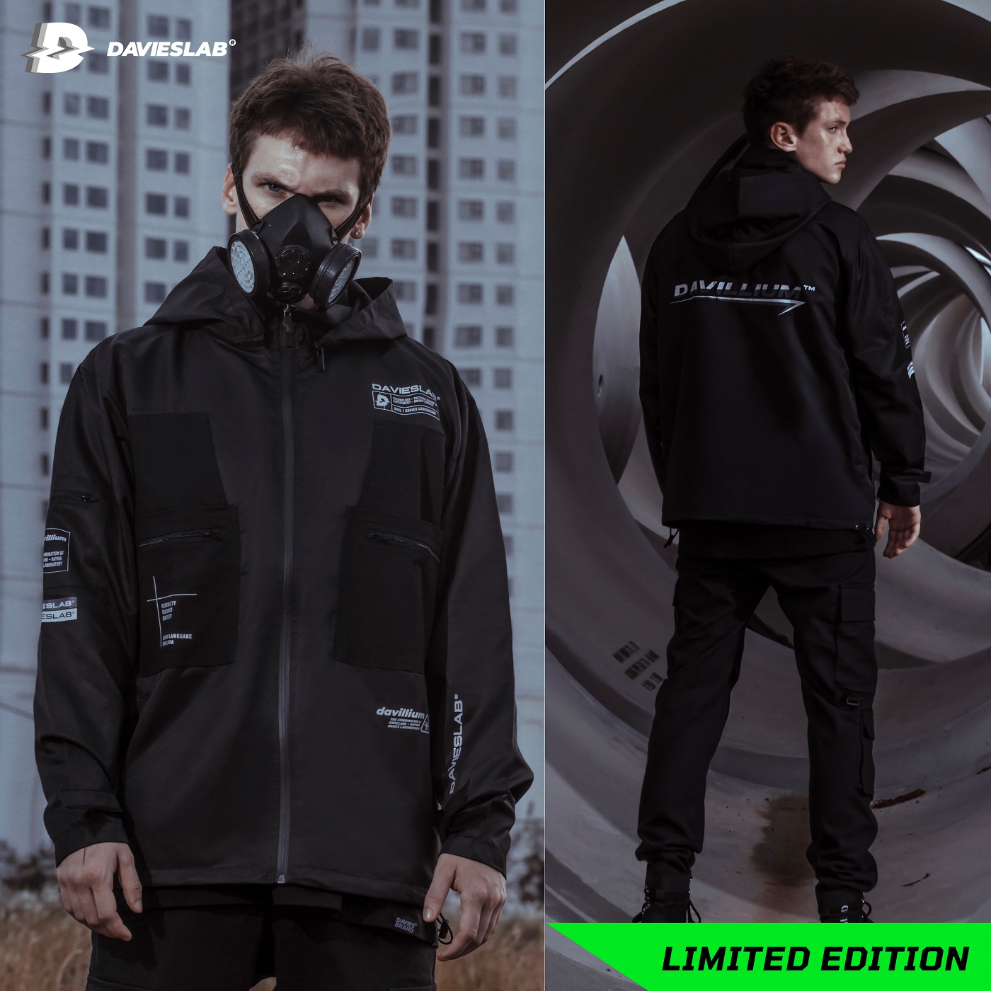 Áo khoác dù có nón nam dvsl jacket davillium 006