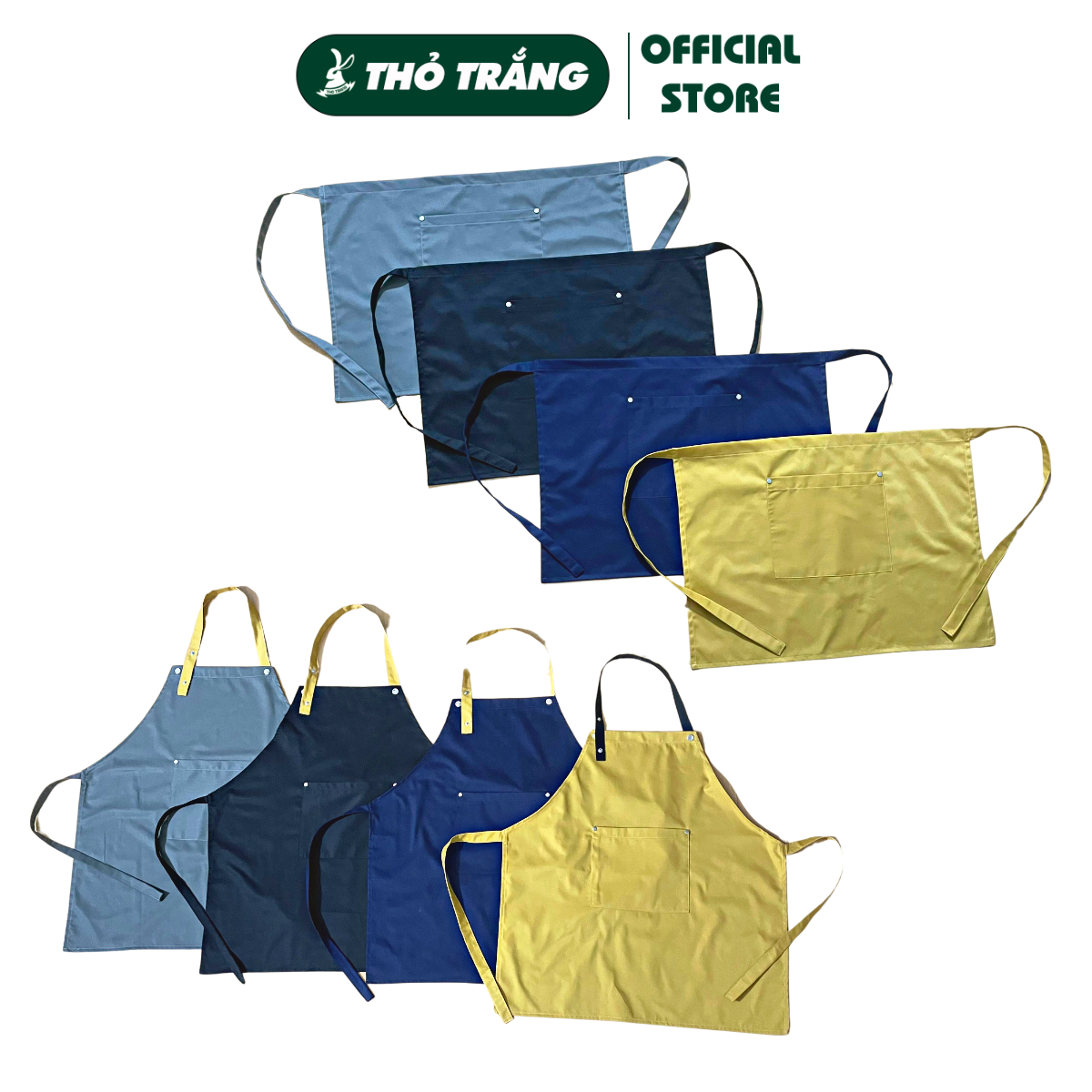 Tạp dề yếm phục vụ màu đen trơn - Tạp dề pha chế Tạp dề đồng phục Tạp dề vải