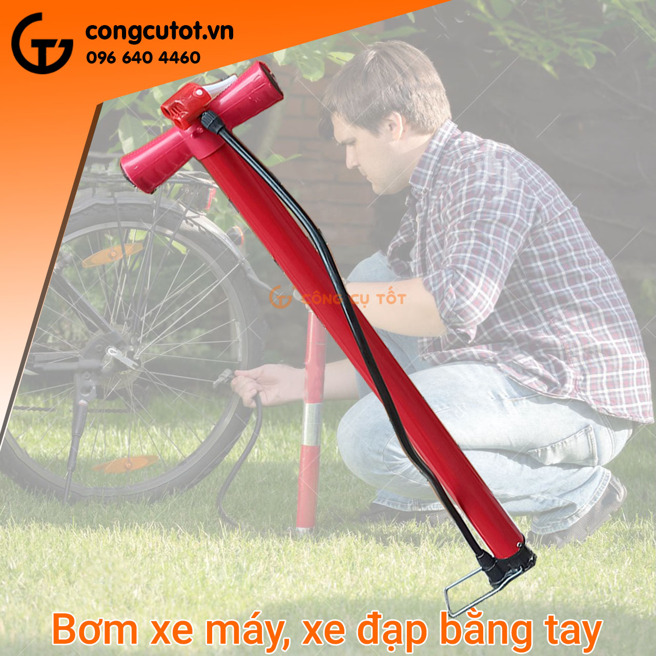 Bơm xe đạp, xe máy bằng tay ống bơm Φ4x53cm