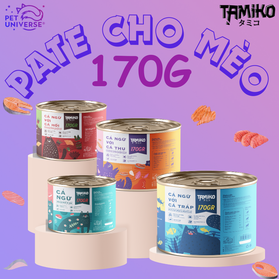 Pate mèo lon 170gr tamiko - pate cá ngừ - pet universe