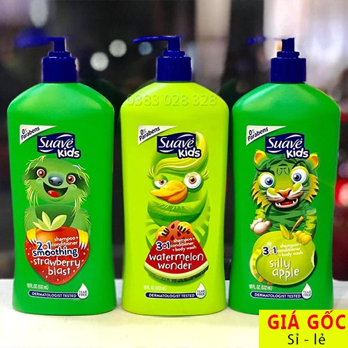 Sữa tắm, gội và xả cho bé suave kid 3in1 532ml