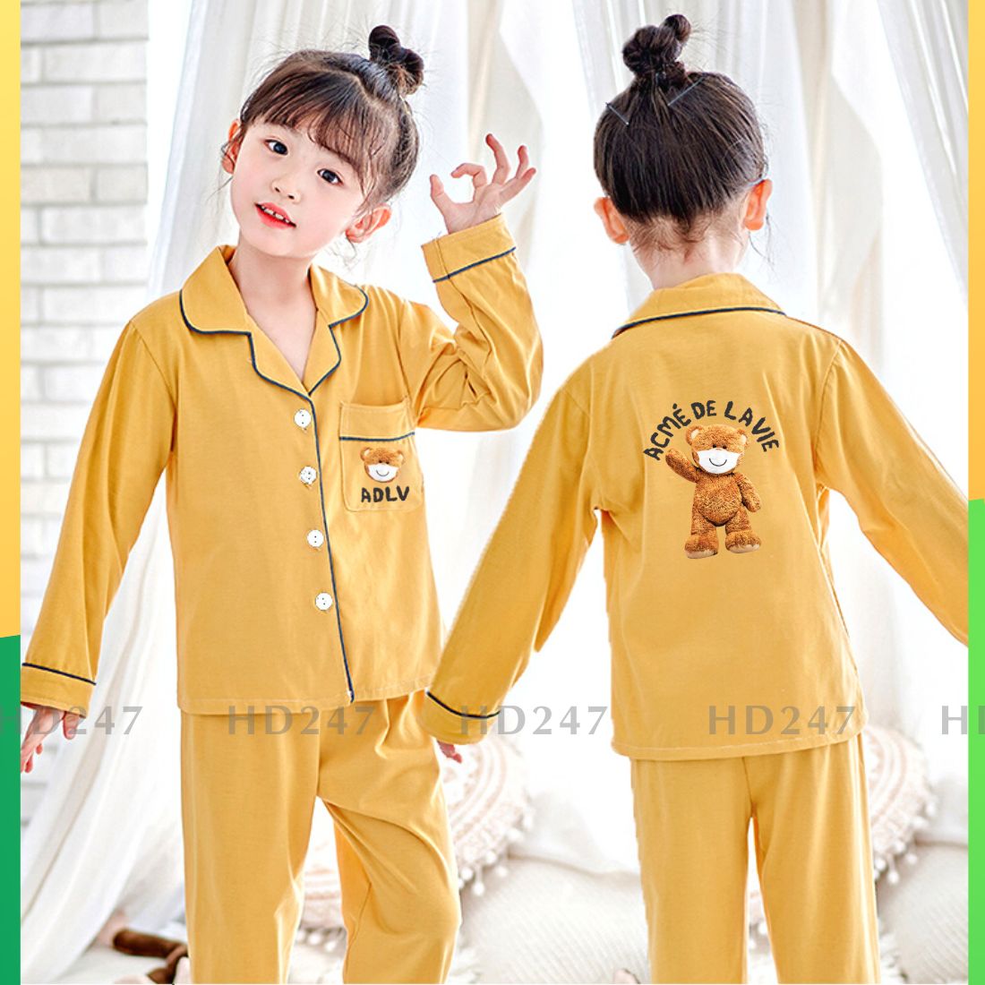 Đồ bộ pijama cho bé yêu chất kate lụa mềm mịn mặc thoải mãi chuẩn shop H0118