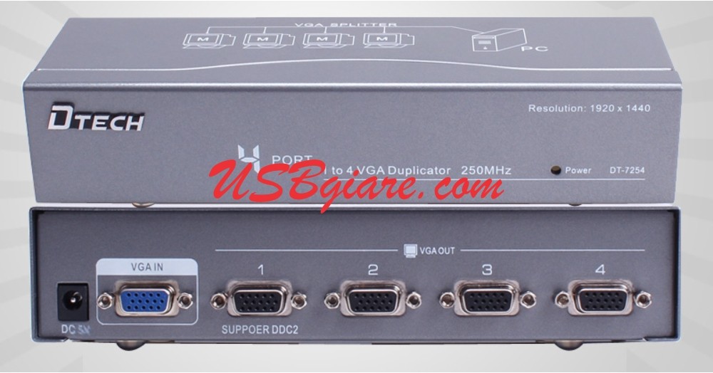 Bộ chia vga 1 ra 4 - 250mhz - ch dtech