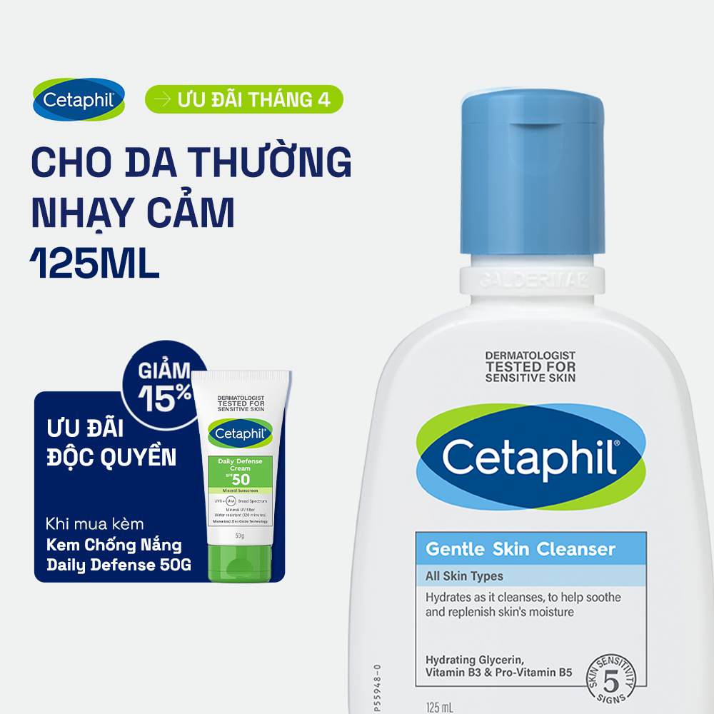 Sữa rửa mặt dịu lành cho da nhạy cảm Cetaphil Gentle Skin Cleanser 125ml