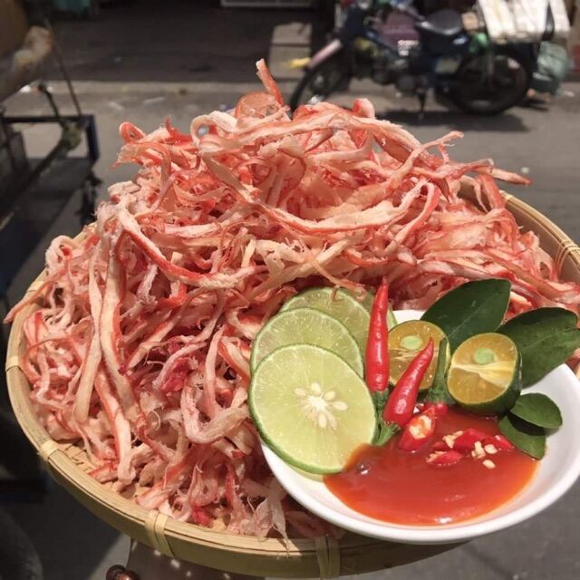 Mực sợi nước dừa hủ pet.