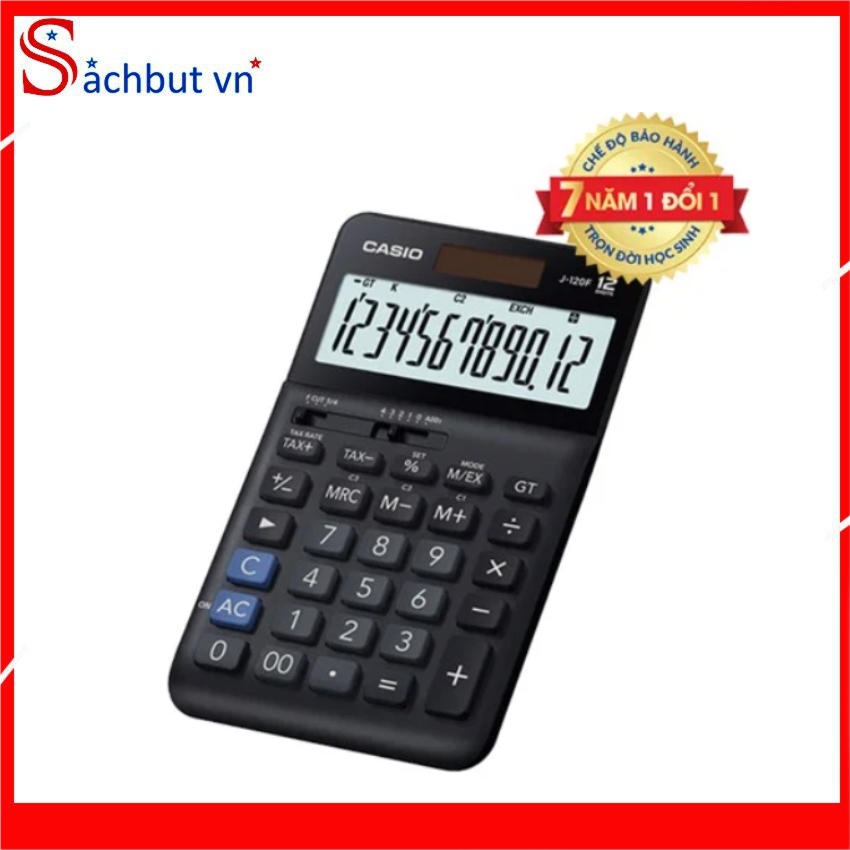 [ XẢ KHO 3 NGÀY ] Sachbutvn Máy Tính Văn Phòng Casio J-120F (Chính Hãng). Chức năng nổi bật: tính tỷ lệ phần trăm, đồng hồ và lịch sắp xếp, công việc cần tới sự tính toán với các bước tính ngắn và chuẩn xác nhất.