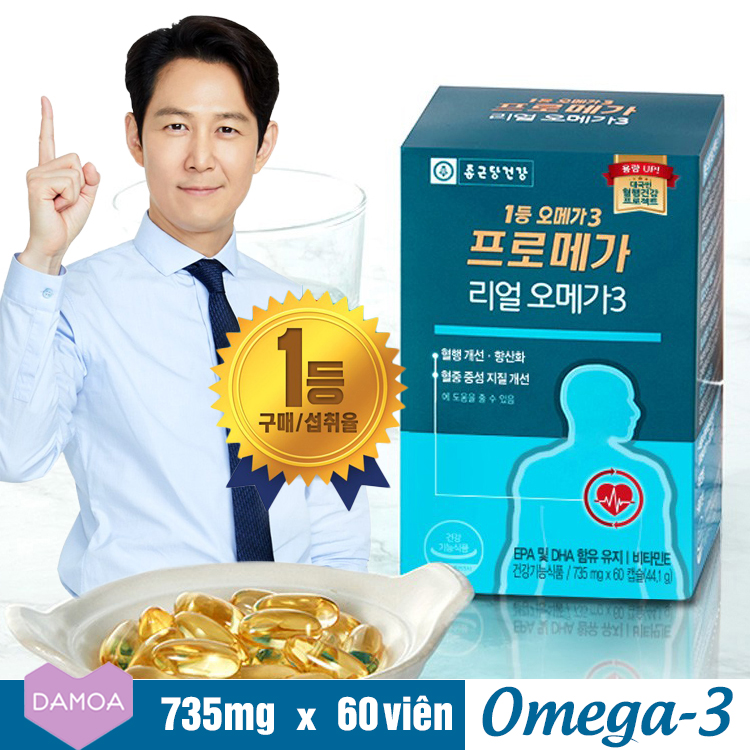 Viên uống Dầu cá OMEGA 3, EPA, DHA Sức khỏe Tim mạch - Xương khớp - Thị lực Health Pro Chong Kun Dang Thực phẩm chức năng Hàn Quốc