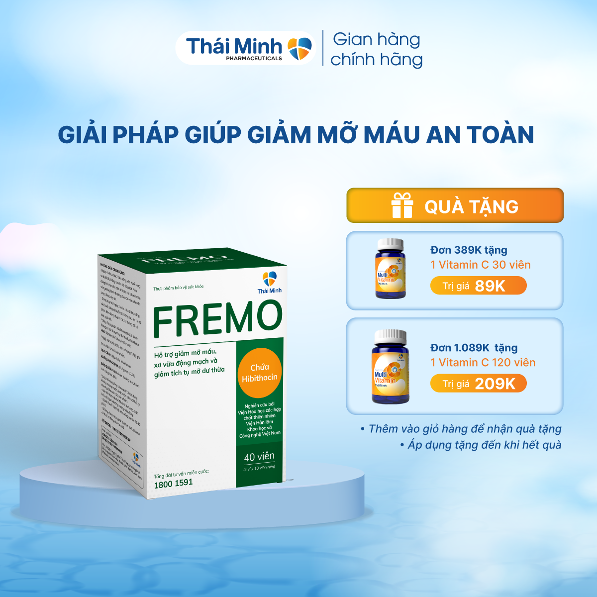 Fremo thái minh – giúp hỗ trợ giảm mỡ máu, gan nhiễm mỡ từ viện hàn lâm kh&cn việt nam - hộp 40 viên