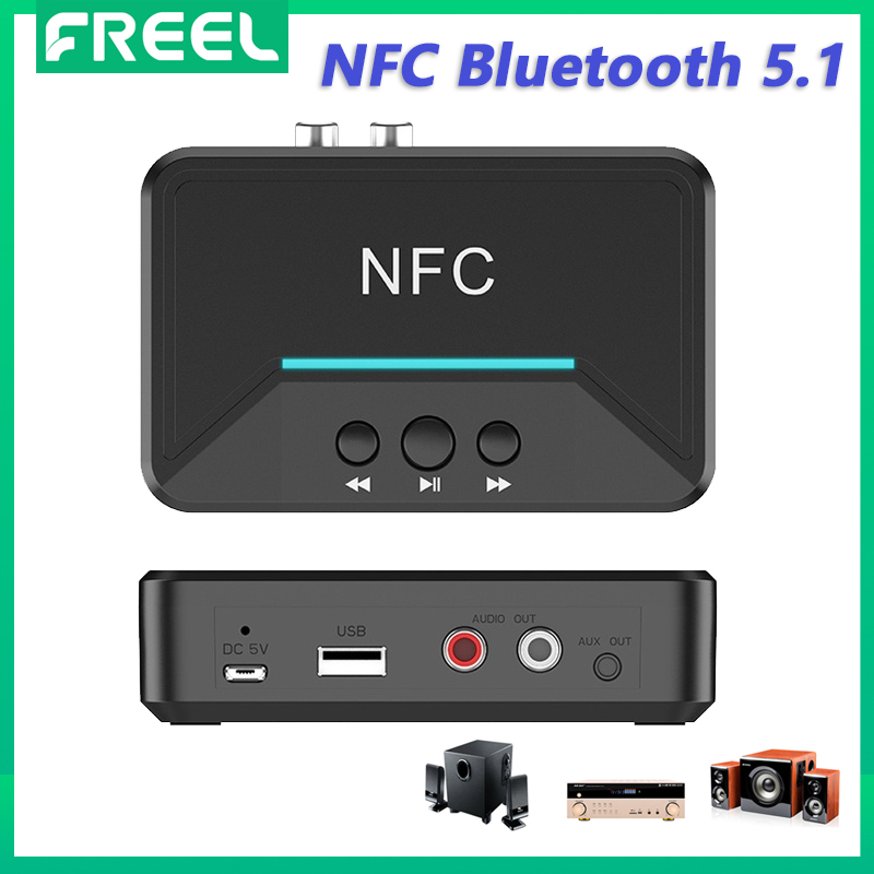 Bộ thu bluetooth nfc 5.0 bộ chuyển đổi không dây âm thanh nổi phát lại thông minh usb giắc cắm rca aux 3.5mm a2dp cho bộ loa xe hơi