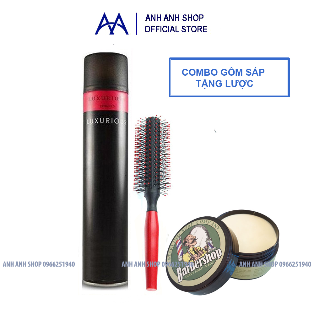 TẶNG 1 LƯỢC + Combo Gôm LUXURIOUS và Sáp BARBER Cao Cấp  (cứng)