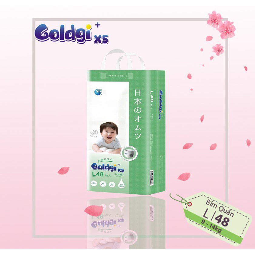 (GOLDGI+X5) Bỉm quần/dán Goldgi+X5 mẫu mới 2021 Nhật Bản đủ size N86/S76/M66-M54/L56-L48/XL44/XXL32