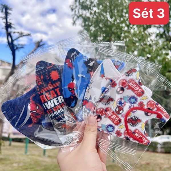 SET 50 CHIẾC KHẨU TRANG 5D HÌNH SIÊU NHÂN TRỘN MẪU CHO BÉ - DƯỚI 8T