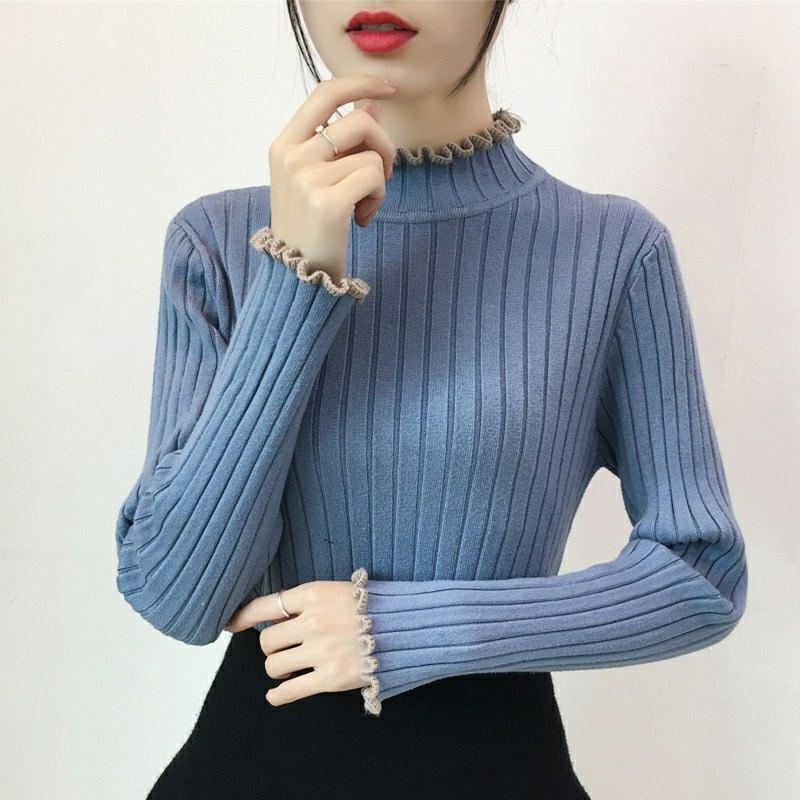 Áo len viền tay cổ cao cấp