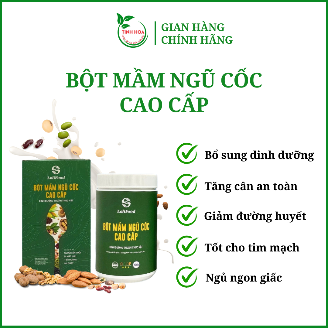Ngũ cốc dinh dưỡng mầm cao cấp hộp 500gr TINHHOACARE ngũ cốc dinh dưỡng cao cấp bổ sung đầy đủ chất dinh dưỡng