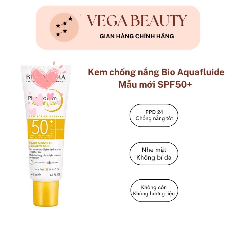 Kem chống nắng bio aquafluid 40ml mẫu mới ppd24