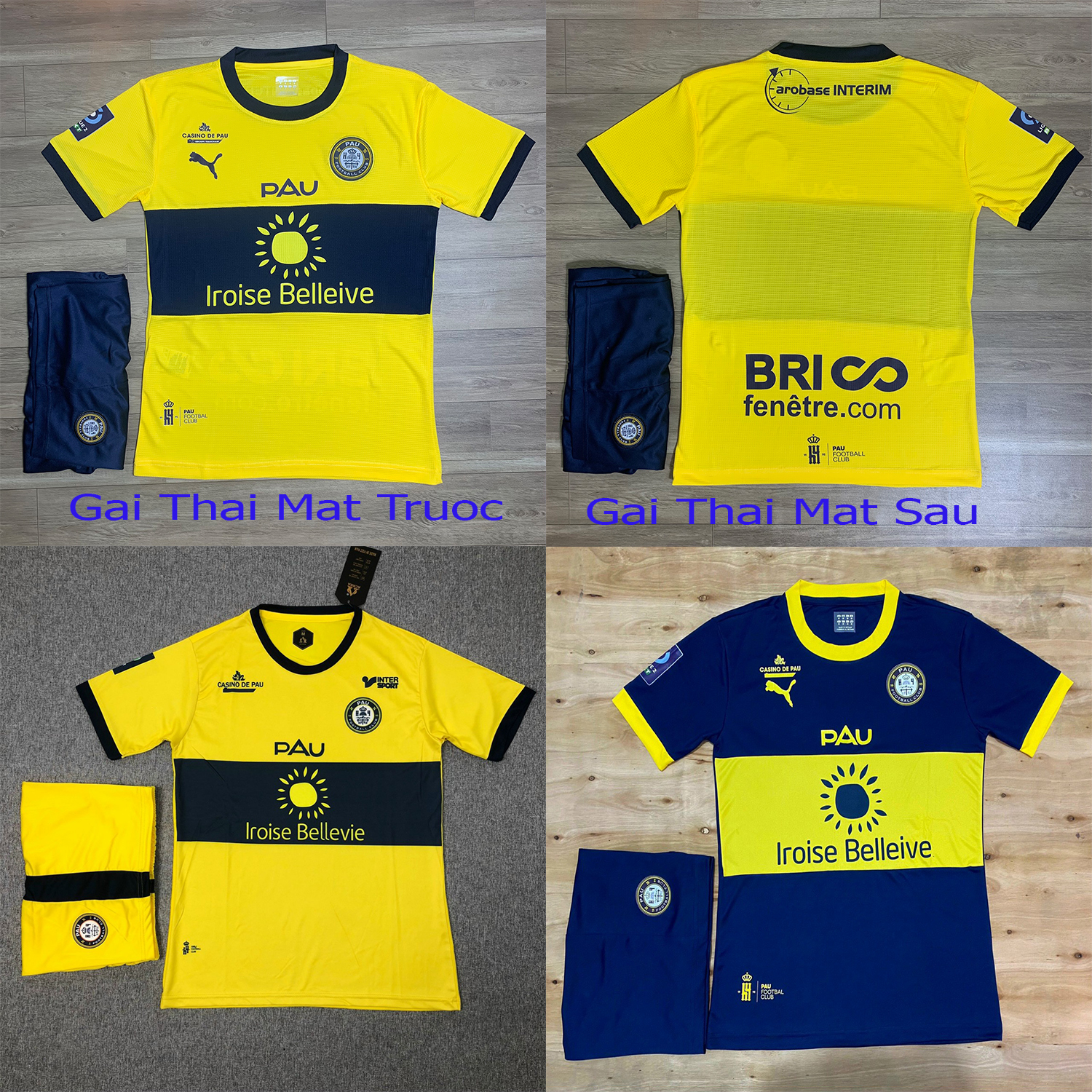 Áo Bóng Đá CLB Pau FC- Quần áo bóng đá Quang Hải -Vải Thái Cao Cấp