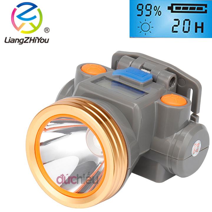 [ Hàng bao đẹp ] Đèn pin đội đầu chống nước màn hình LCD ( ánh sáng vàng hoặc trắng ), đèn đội đầu, đèn pin đeo đầu, đèn pin đeo trán, đèn soi ếch, đèn bắt ếch - Đức Hiếu Shop
