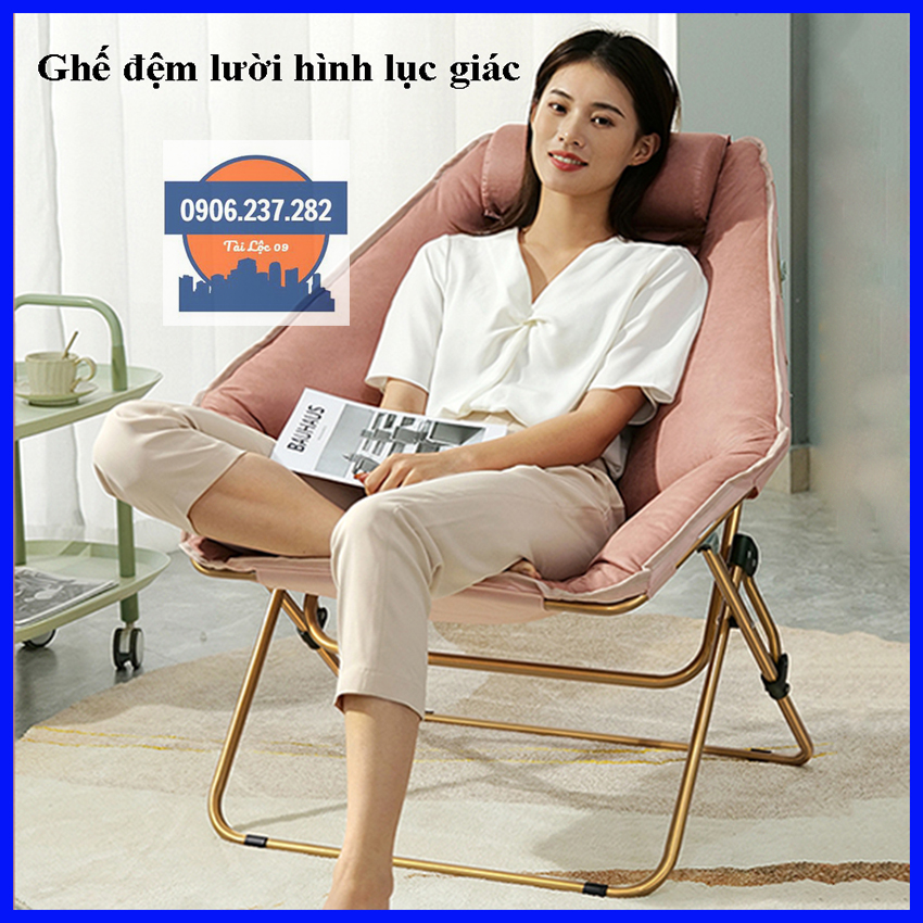 Ghế lười gấp gọn KÈM GỐI đệm êm, ghế sofa lười ngồi đọc sách,xem phim, ghế thư giãn ngồi ban công, ghế lười decor phòng