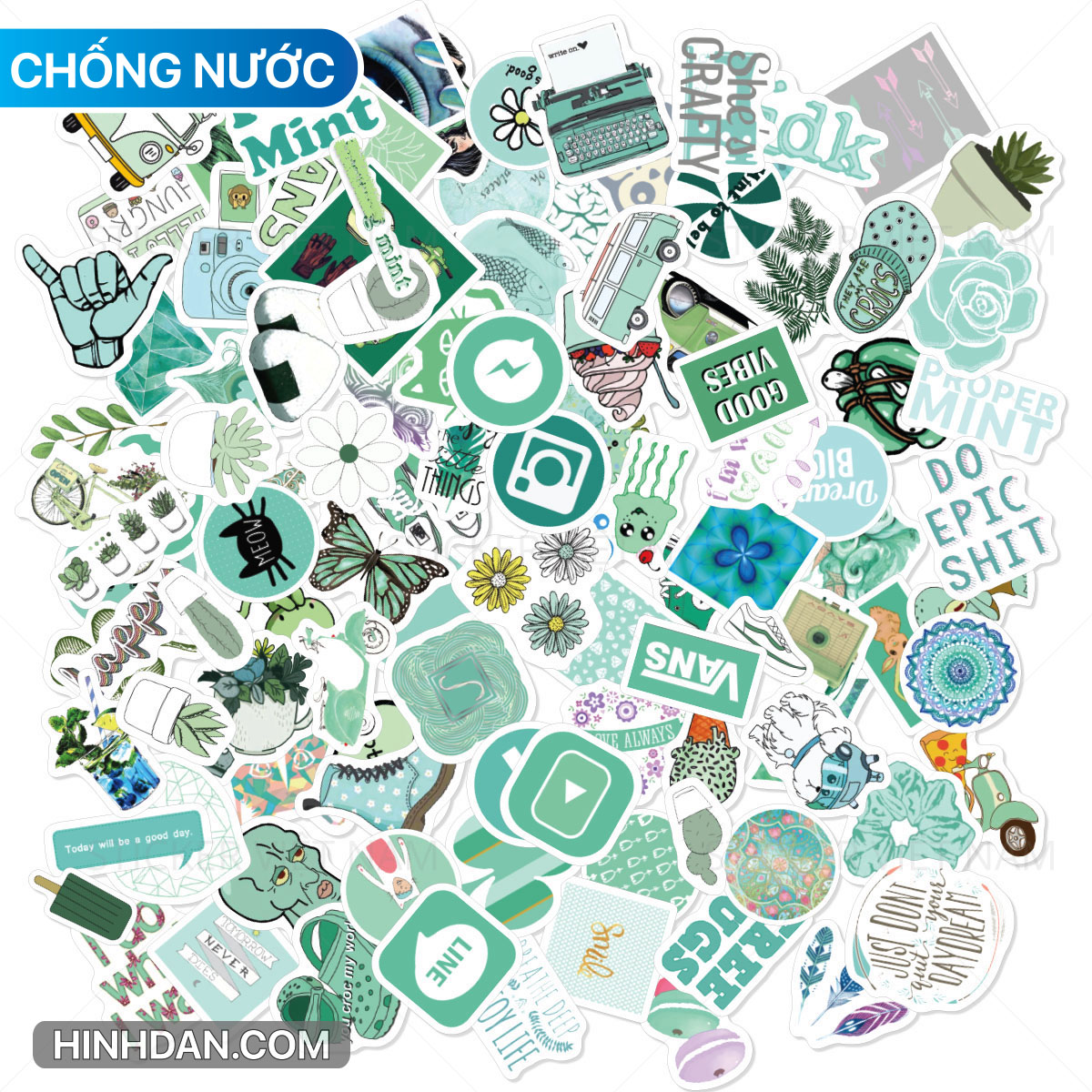 Sticker Mint Bộ Hình Dán Chủ Đề Màu Xanh Bạc Hà 2021 Decal Trang Trí Chất Liệu Nhựa Cao Cấp Chất Lượng Cao Chống Nước
