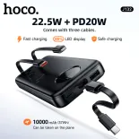 Hoco Original 100% J132 22.5W&PD20W power bank 10000mAh with USB-C，Micro USB ,Lightning cable LED digital display power