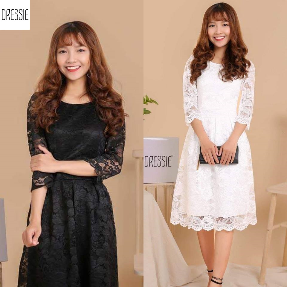 Đầm xòe đầm đẹp váy nữ áo đầm đẹp đầm ren cao cấp DRESSIE thời trang nữ đẹp công sở dạo phố dự tiệc quần áo nữ xinh xắn váy đầm dự tiệc sang trọng trẻ trung - DX69 (đen - trắng) – Kèm hình ảnh thật