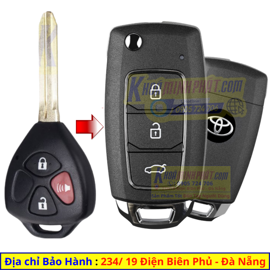 Chìa Khoá remote xe Toyota Innova, Fortuner, Vios, Hilux, Altis mẫu V28